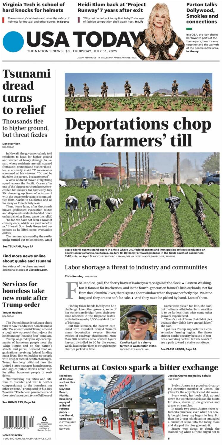 Portada de USA Today (USA)