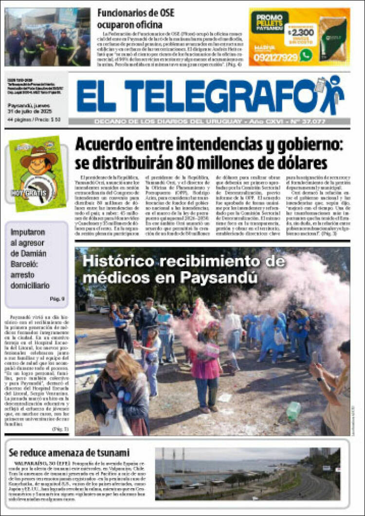 Portada de El Telégrafo (Uruguay)