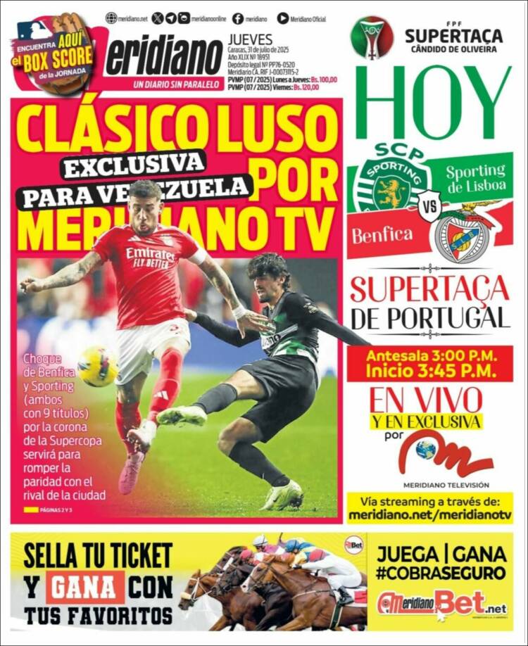 Portada de Meridiano (Venezuela)