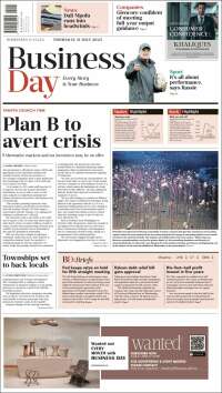 Portada de Business Day (Sudáfrica)