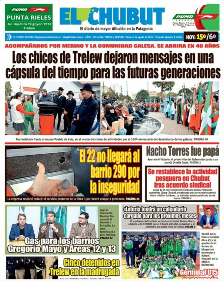 Portada de El Chubut (Argentina)