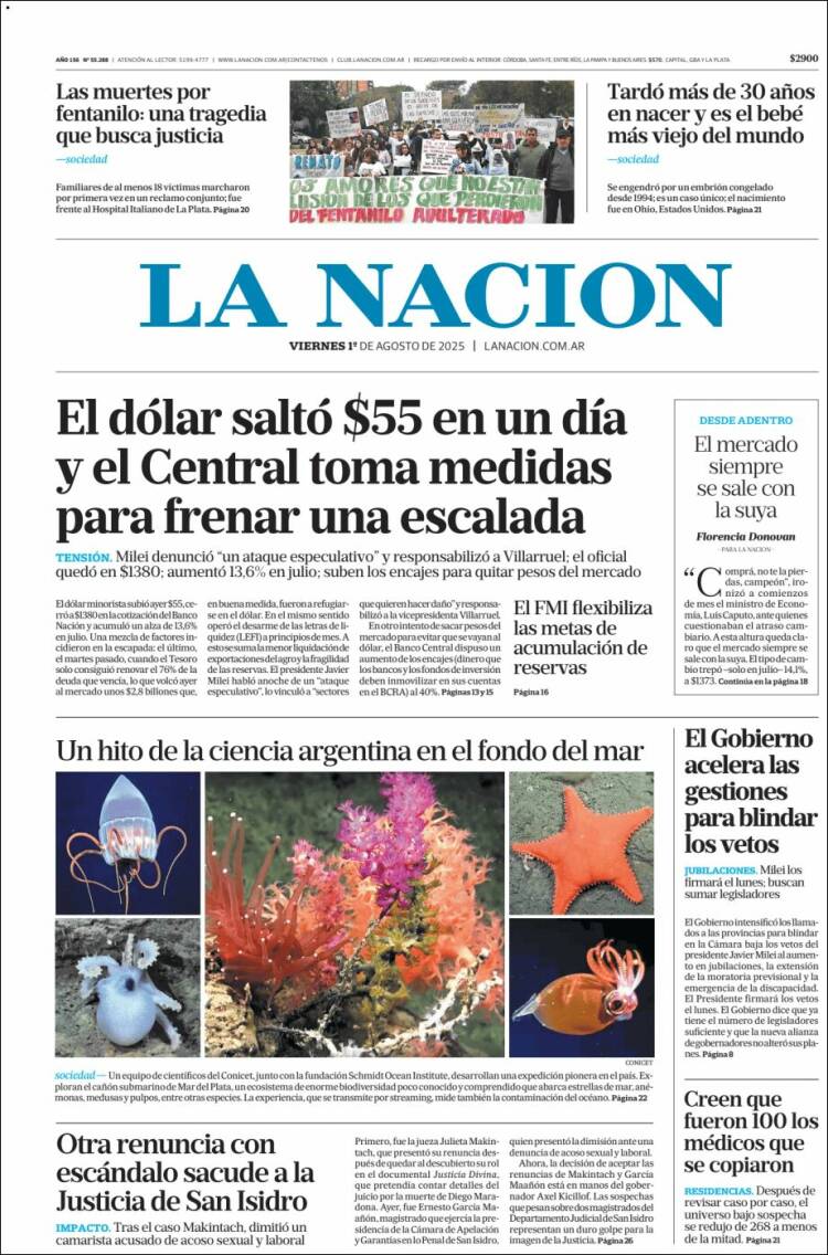 Portada de La Nación (Argentine)