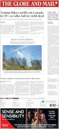 Portada de The Globe and Mail (Canada)