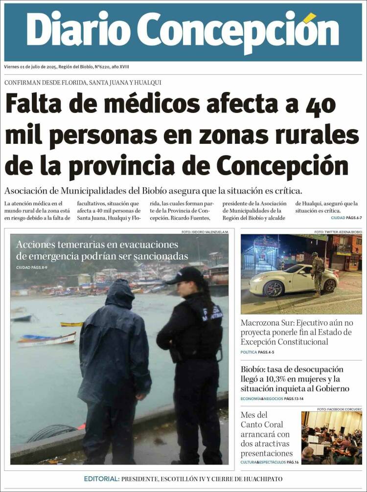 Portada de Diario de Concepción (Chili)