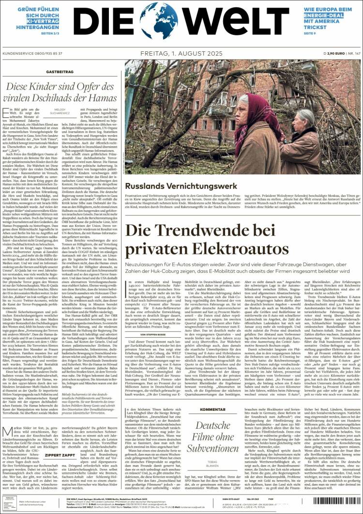 Portada de Die Welt (Germany)