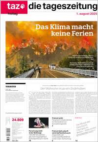 Portada de Die Tageszeitung (Alemania)