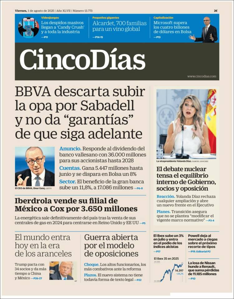 Portada de Cinco Días (España)