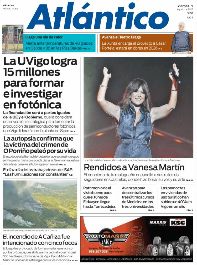 Portada de Atlántico Diario (España)