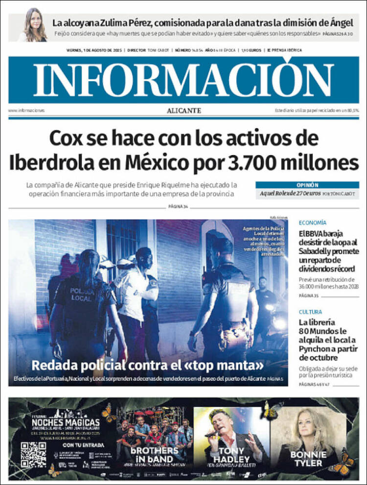 Portada de Diario Información (Espagne)