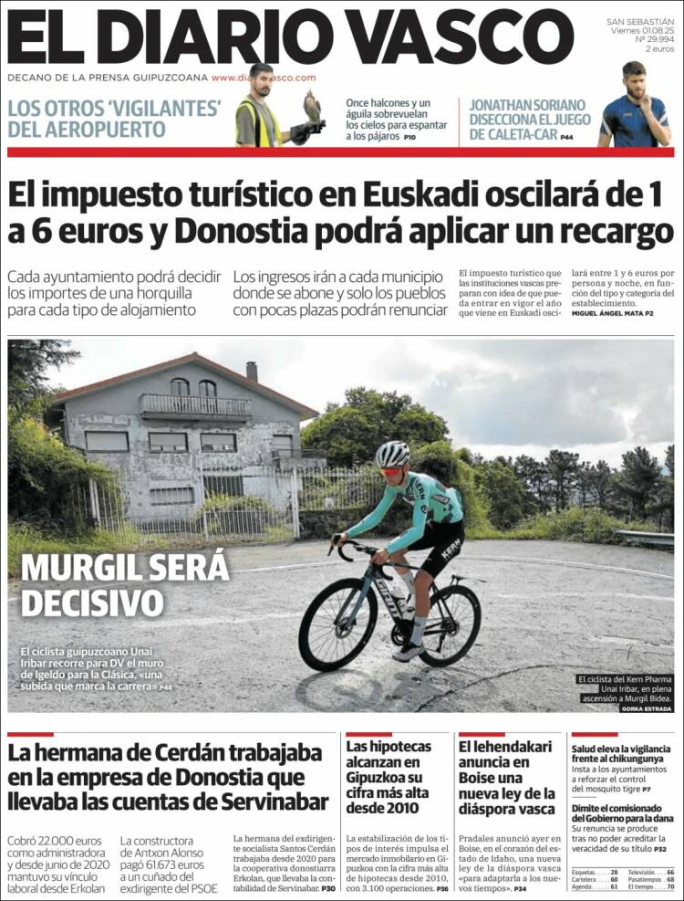 Portada de Diario Vasco (Espagne)