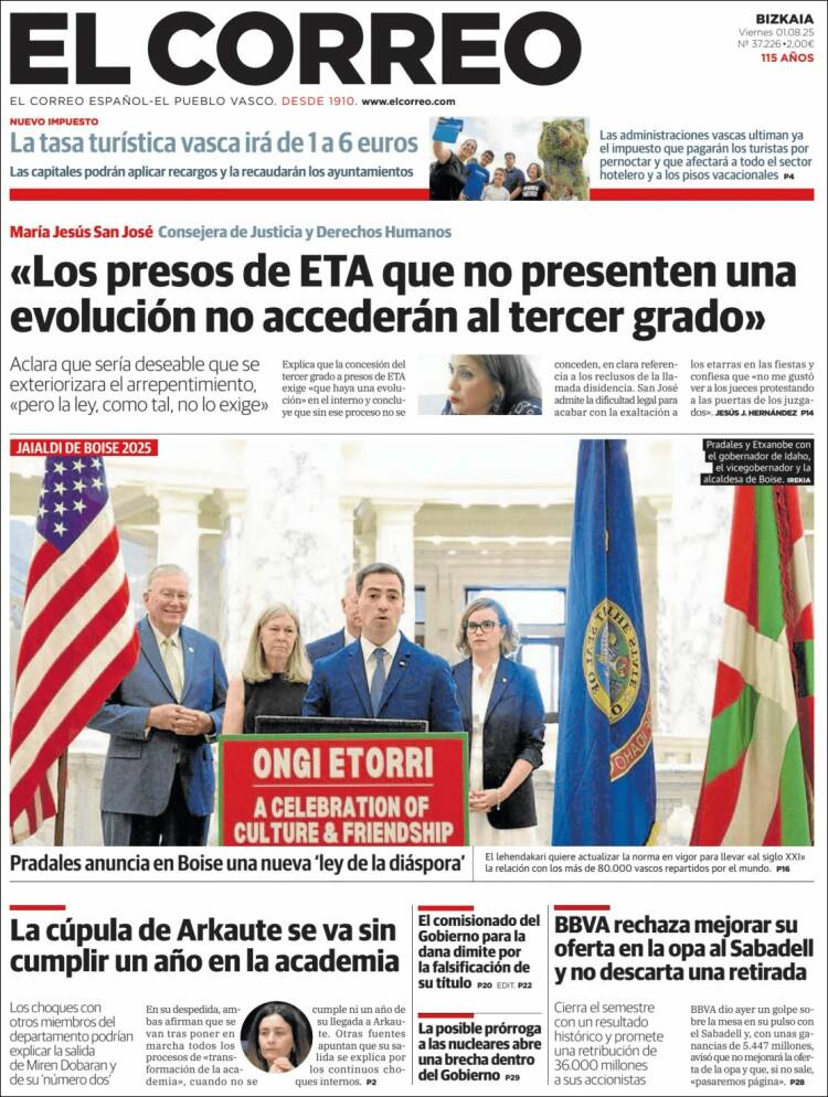 Portada de El Correo (Spain)