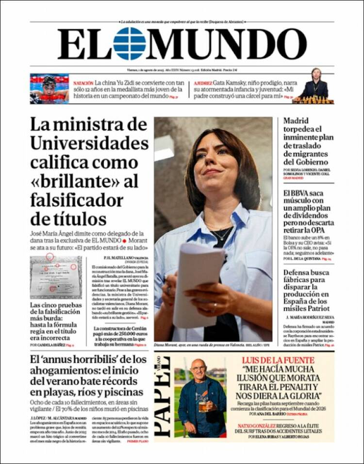 Portada de El Mundo (España)