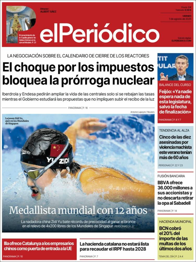 Portada de El Periódico (Espagne)