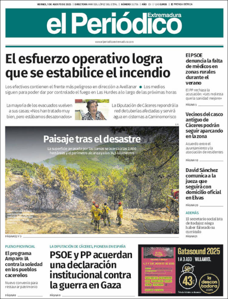 Portada de El Periódico de Extremadura (España)