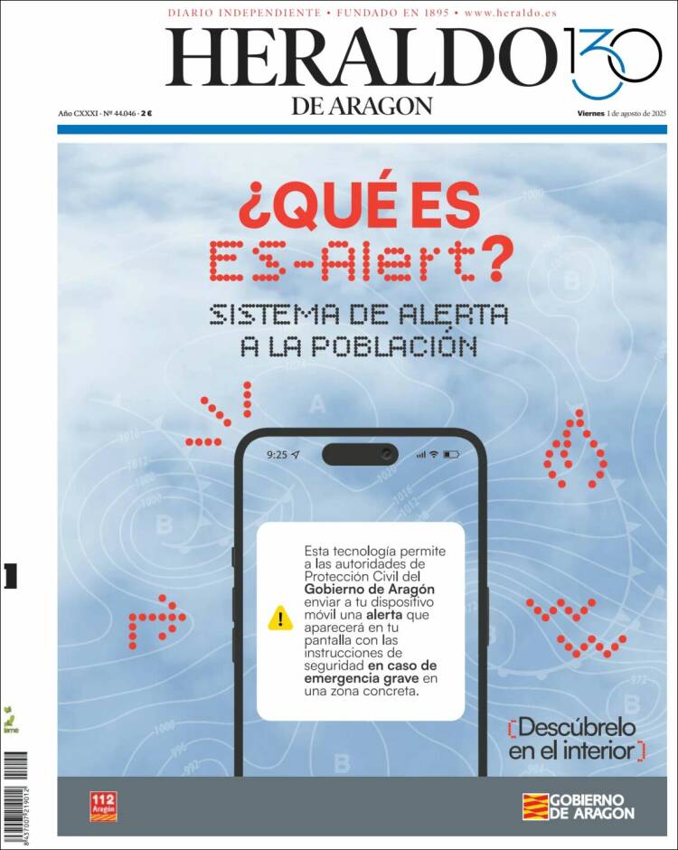 Portada de Heraldo de Aragón (Espagne)