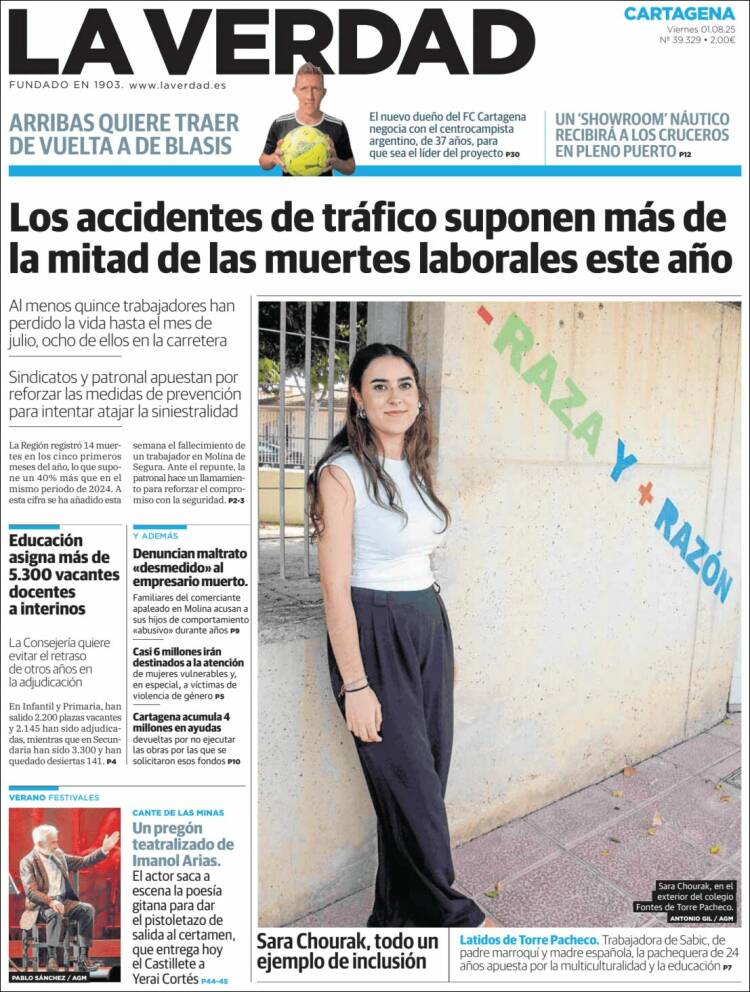 Portada de La Verdad de Cartagena (Espagne)
