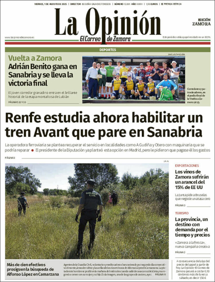 Portada de La Opinión - El Correo de Zamora (España)