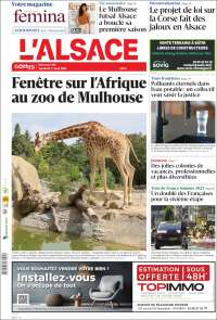 Portada de Journal L'Alsace (Francia)