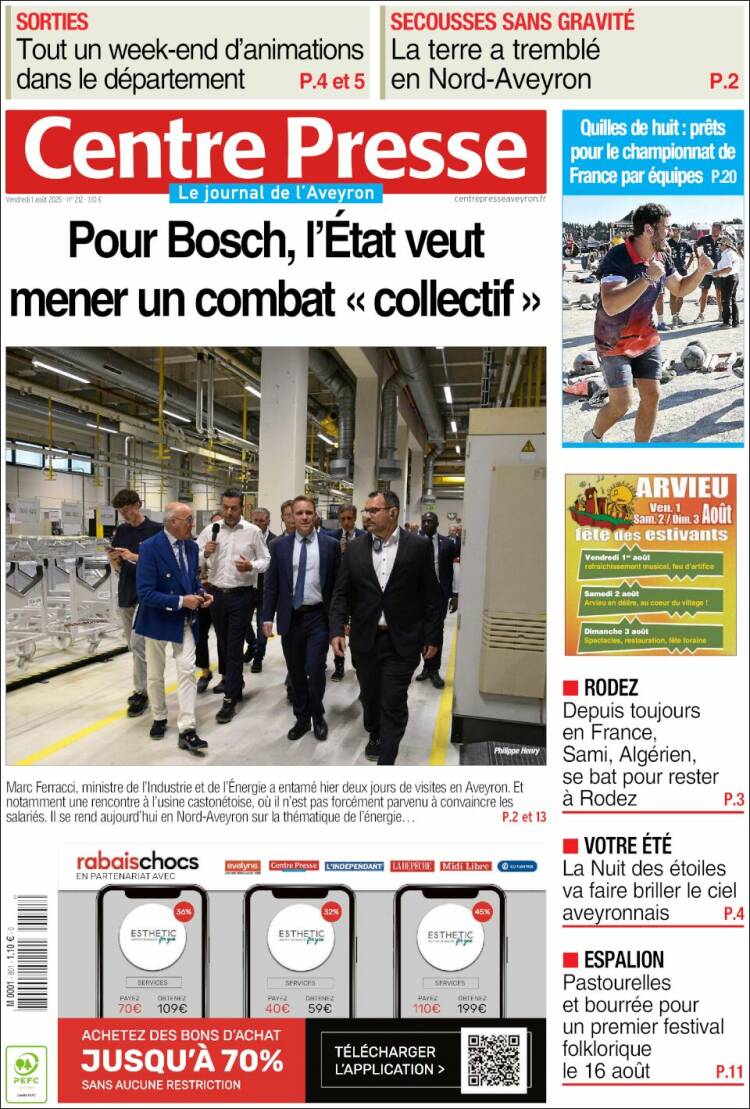 Portada de Centre Presse (France)