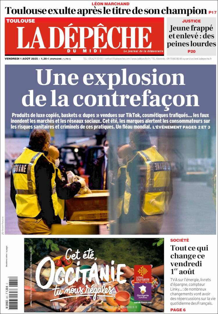 Portada de La Dépêche du Midi (France)