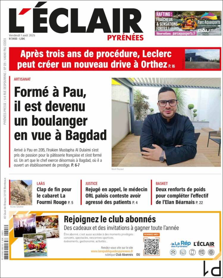 Portada de L'Eclair des Pyrénées (France)