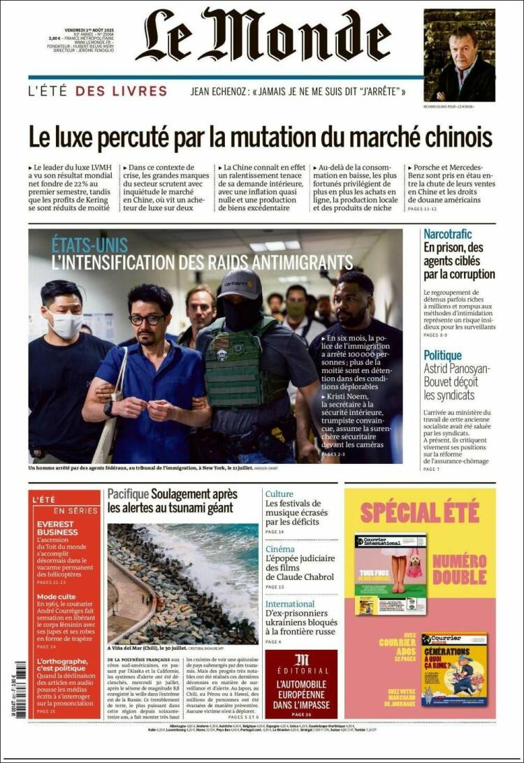 Portada de Le Monde (France)
