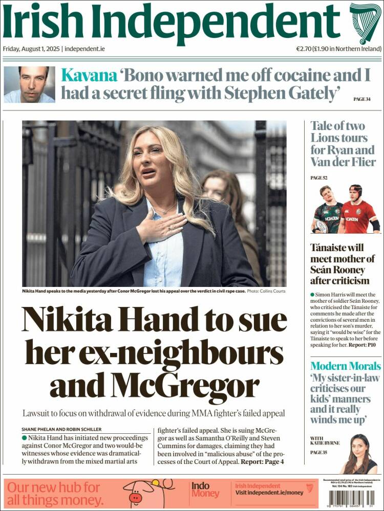 Portada de Irish Independent (Ireland)