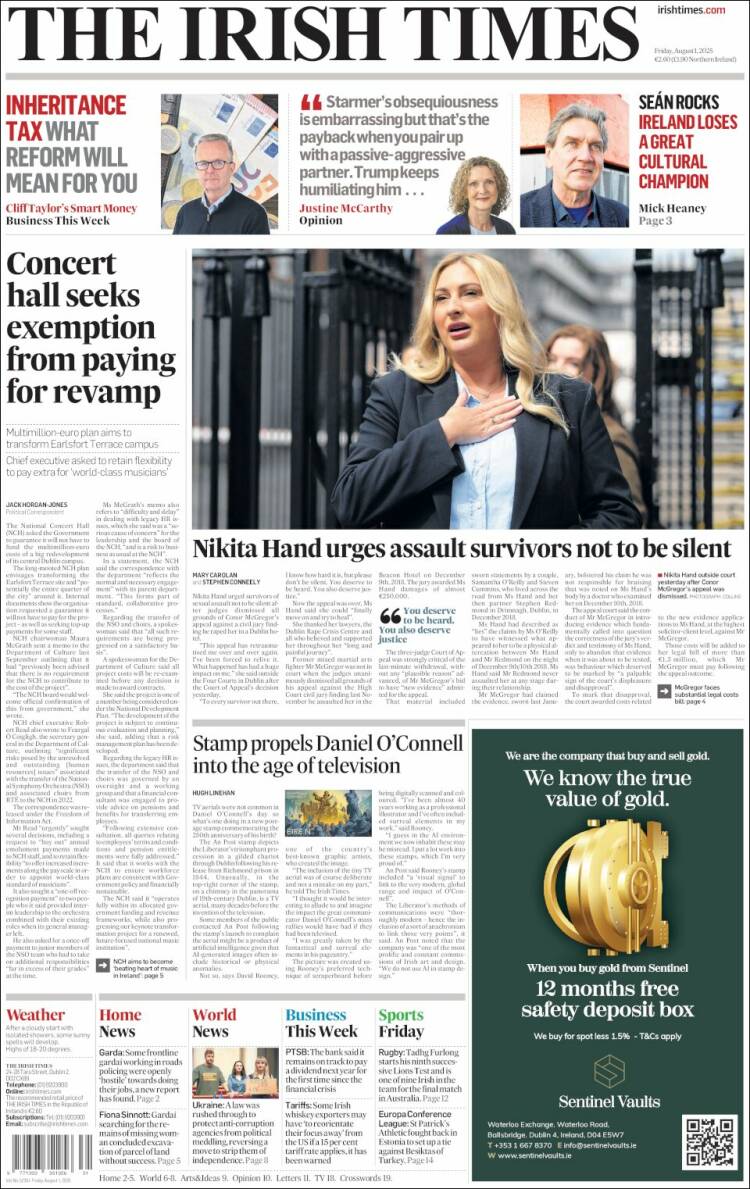 Portada de Irish Times (Irlande)