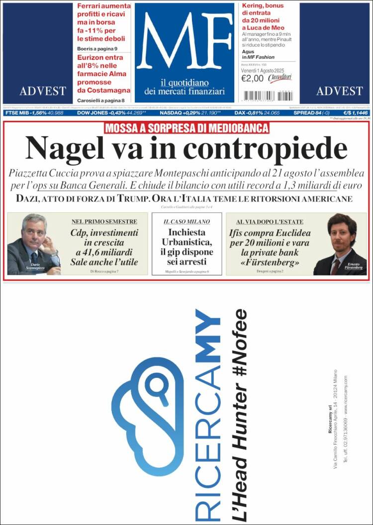 Portada de Milano Finanza (Italy)