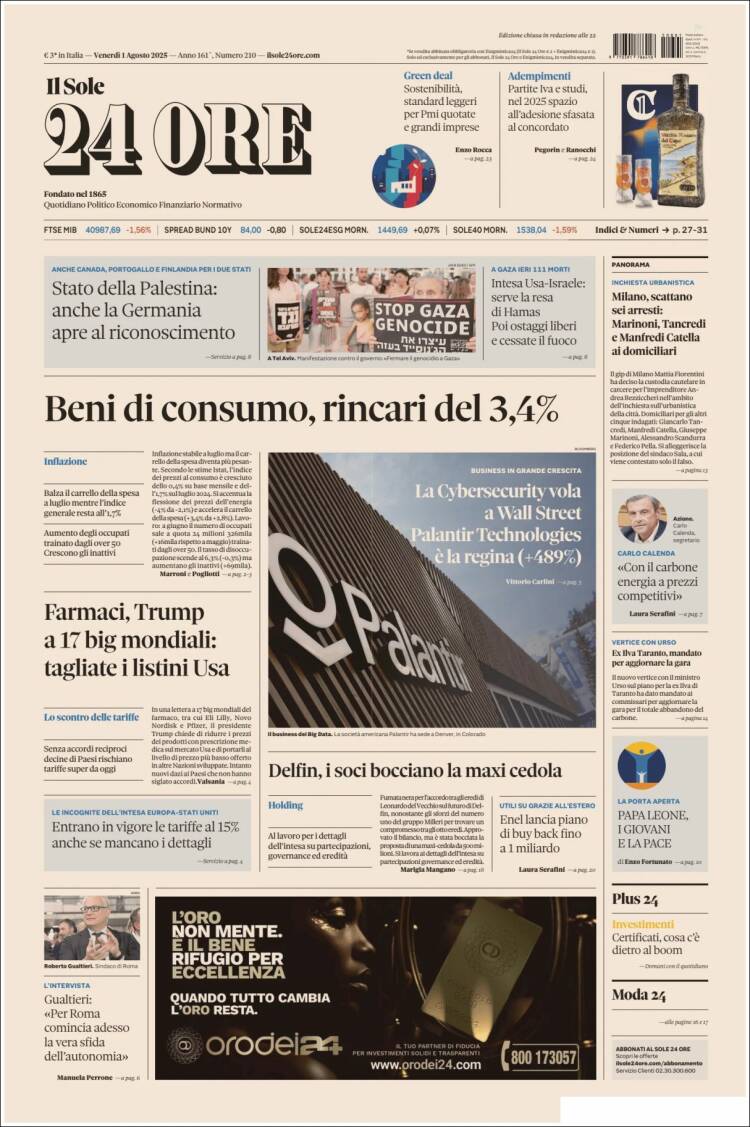 Portada de Il Sole 24 ORE (Italy)
