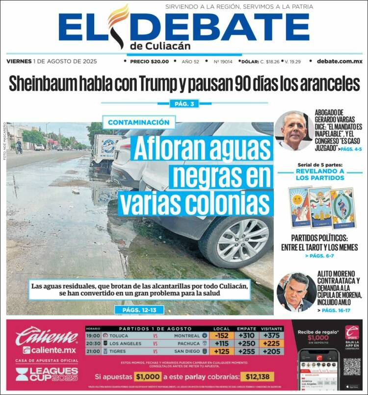 Portada de El Debate de Culiacán (Mexico)