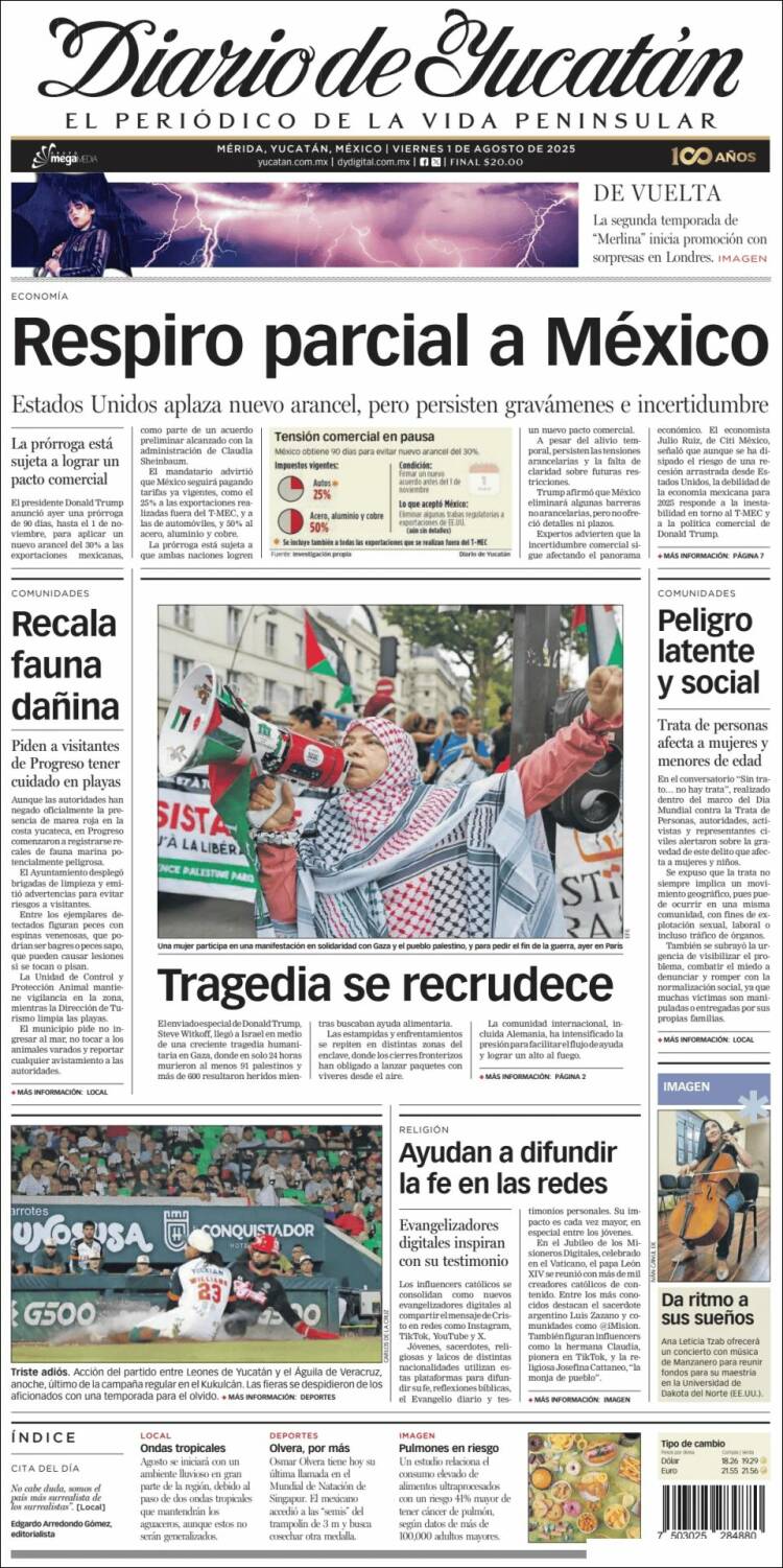 Portada de Diario de Yucatán (Mexique)
