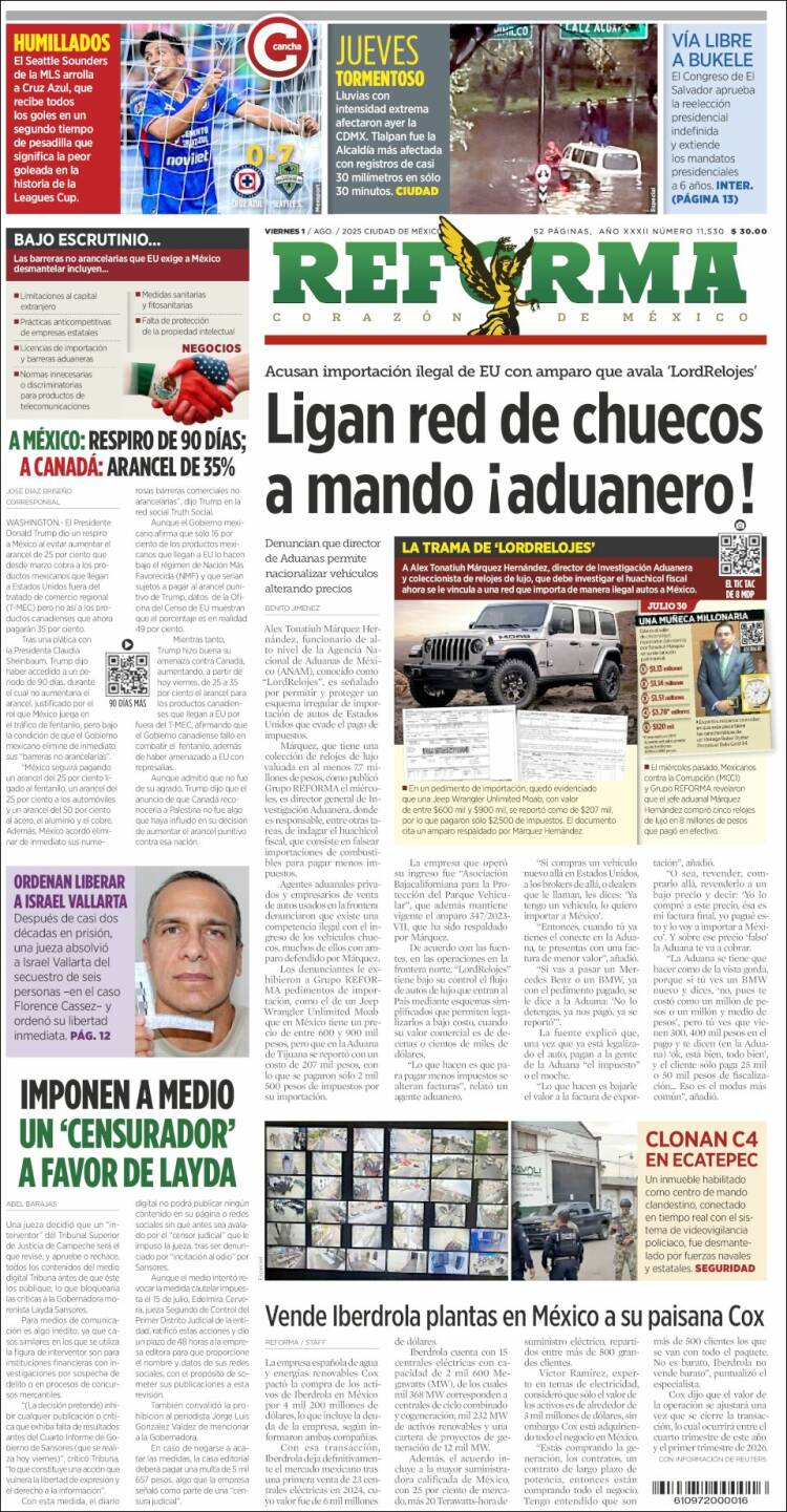 Portada de Reforma (Mexico)