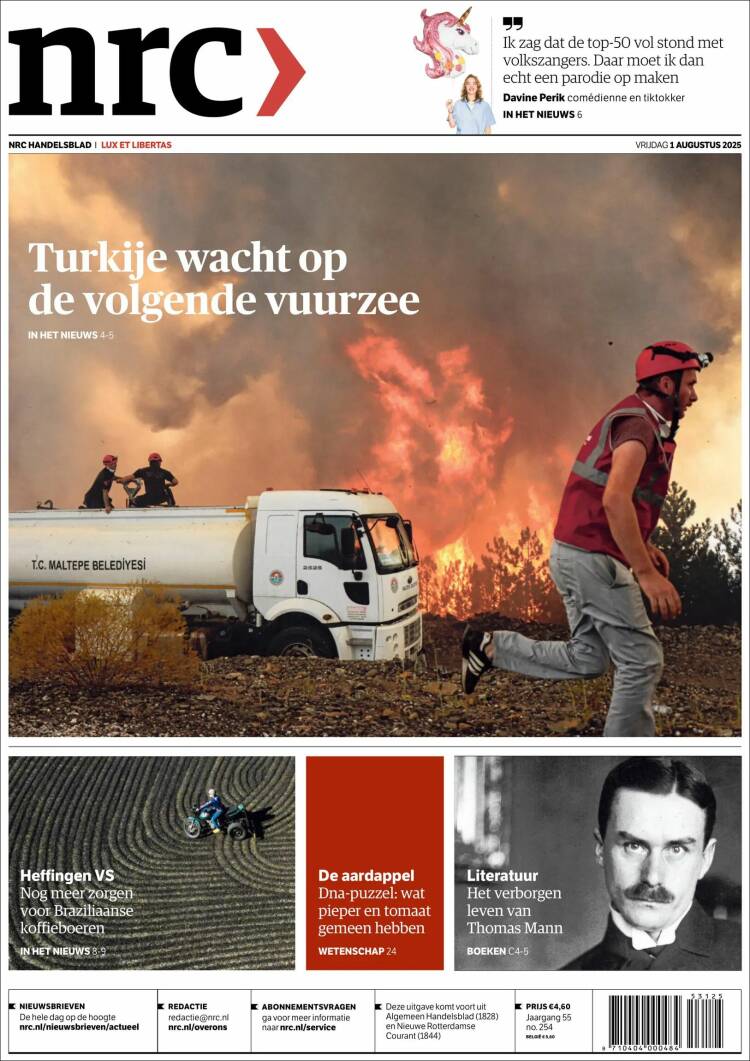 Portada de NRC Handelsblad (Países Bajos)