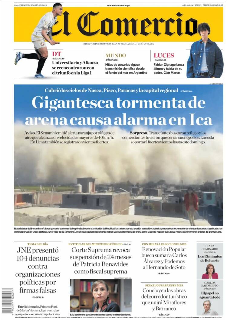 Portada de El Comercio (Peru)
