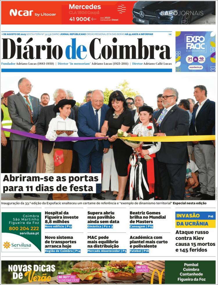 Portada de Diário de Coimbra (Portugal)