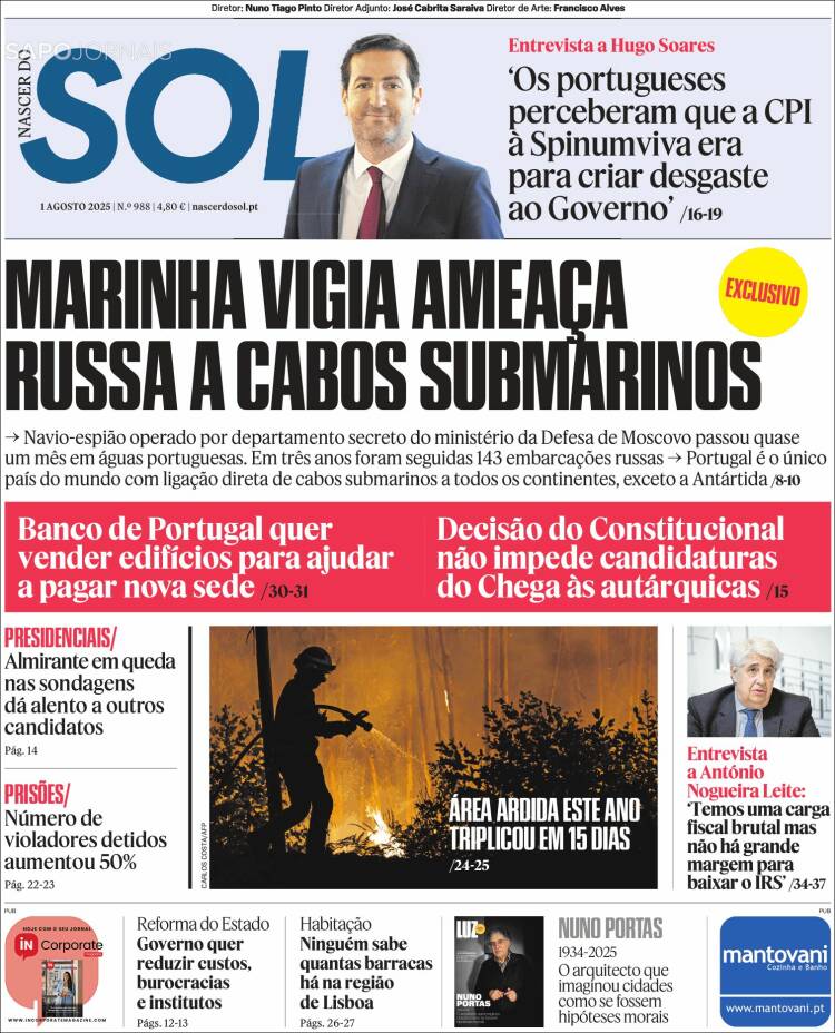Portada de Jornal Sol (Portugal)