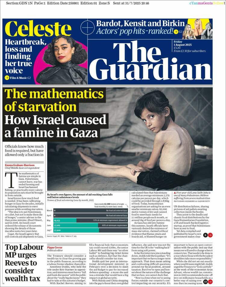 Portada de The Guardian (Royaume-Uni)