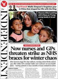 Portada de The Independent (Royaume-Uni)