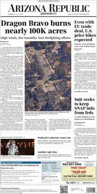 Portada de Arizona Republic News (USA)