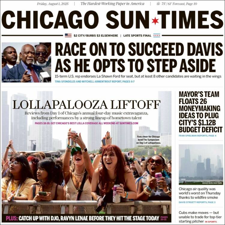Portada de Chicago Sun-Times (USA)