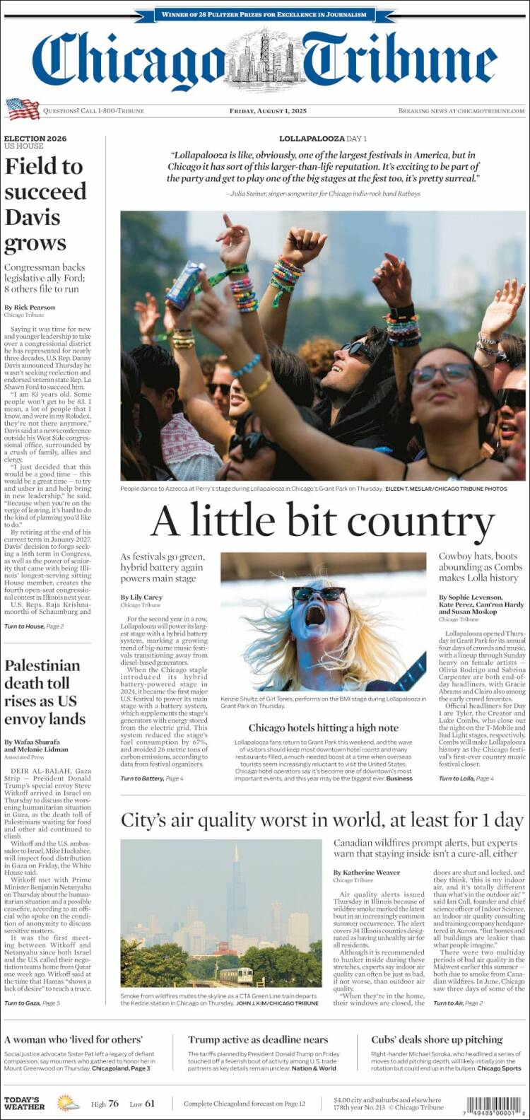 Portada de Chicago Tribune (États-Unis)