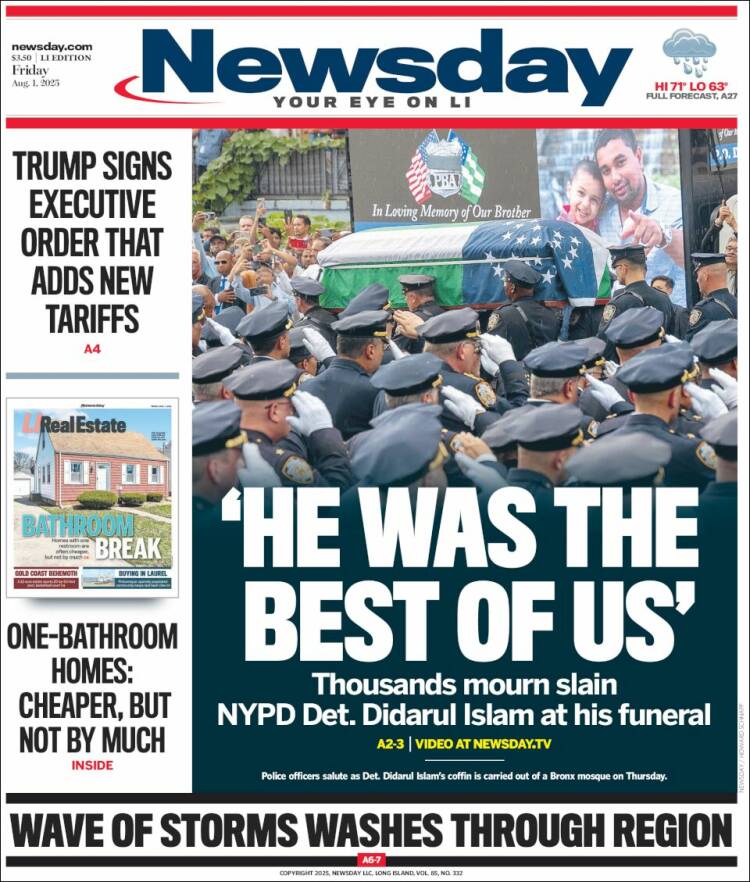 Portada de Newsday (États-Unis)