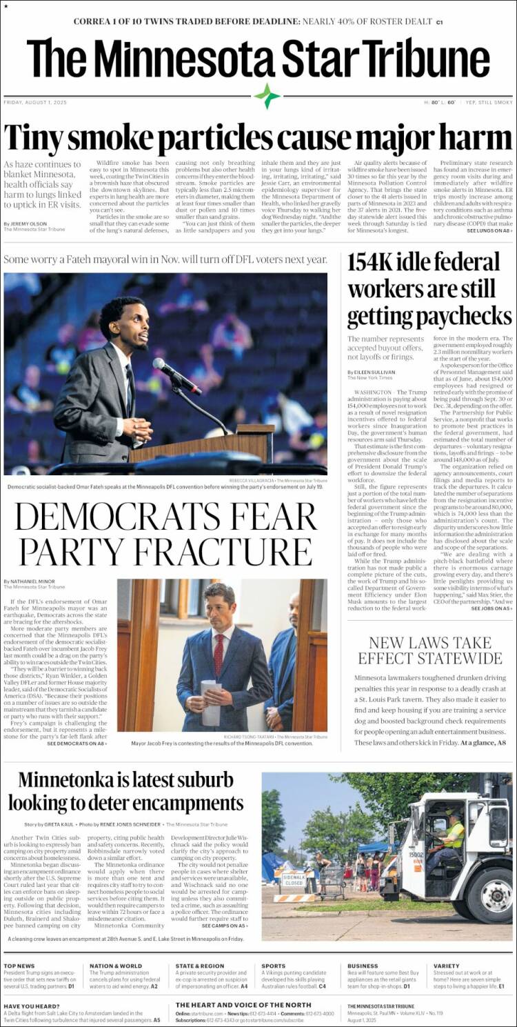 Portada de Star Tribune (USA)
