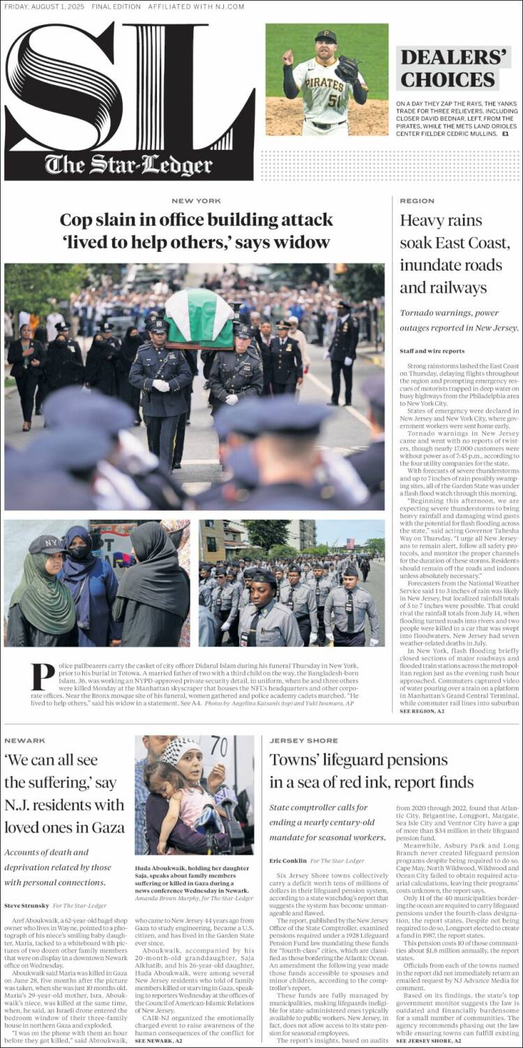Portada de Star-Ledger (États-Unis)
