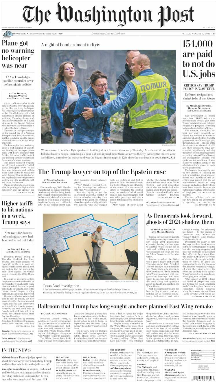 Portada de The Washington Post (USA)