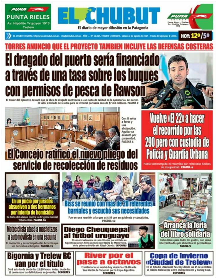 Portada de El Chubut (Argentina)