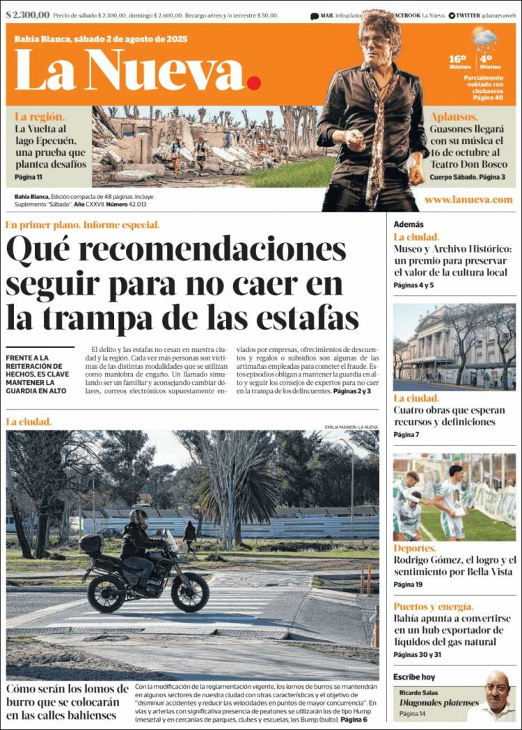 Portada de La Nueva Provincia (Argentina)