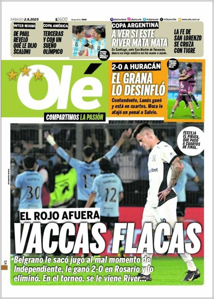 Portada de Olé (Argentina)