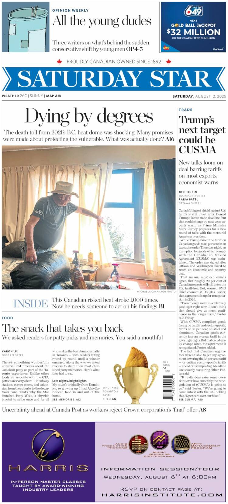 Portada de The Toronto Star (Canadá)
